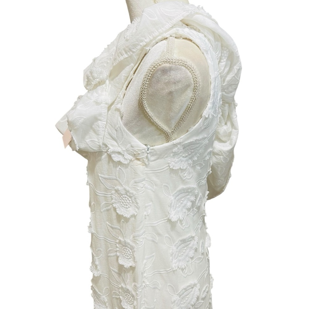 Abbey Glass Sutton Lace 3D Floral Ruffle One Shoulder Midi Dress White NWT $185 - Picture 10 of 14